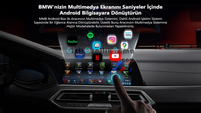BMW MMB SmartBox, Android 12, MediaTek 6765, SIM Kart, Play Store, Netflix, Youtube, DisneyPlus, BeinSport, IP TV Destekli Android Box (IMEI Kayıtlı) resmi